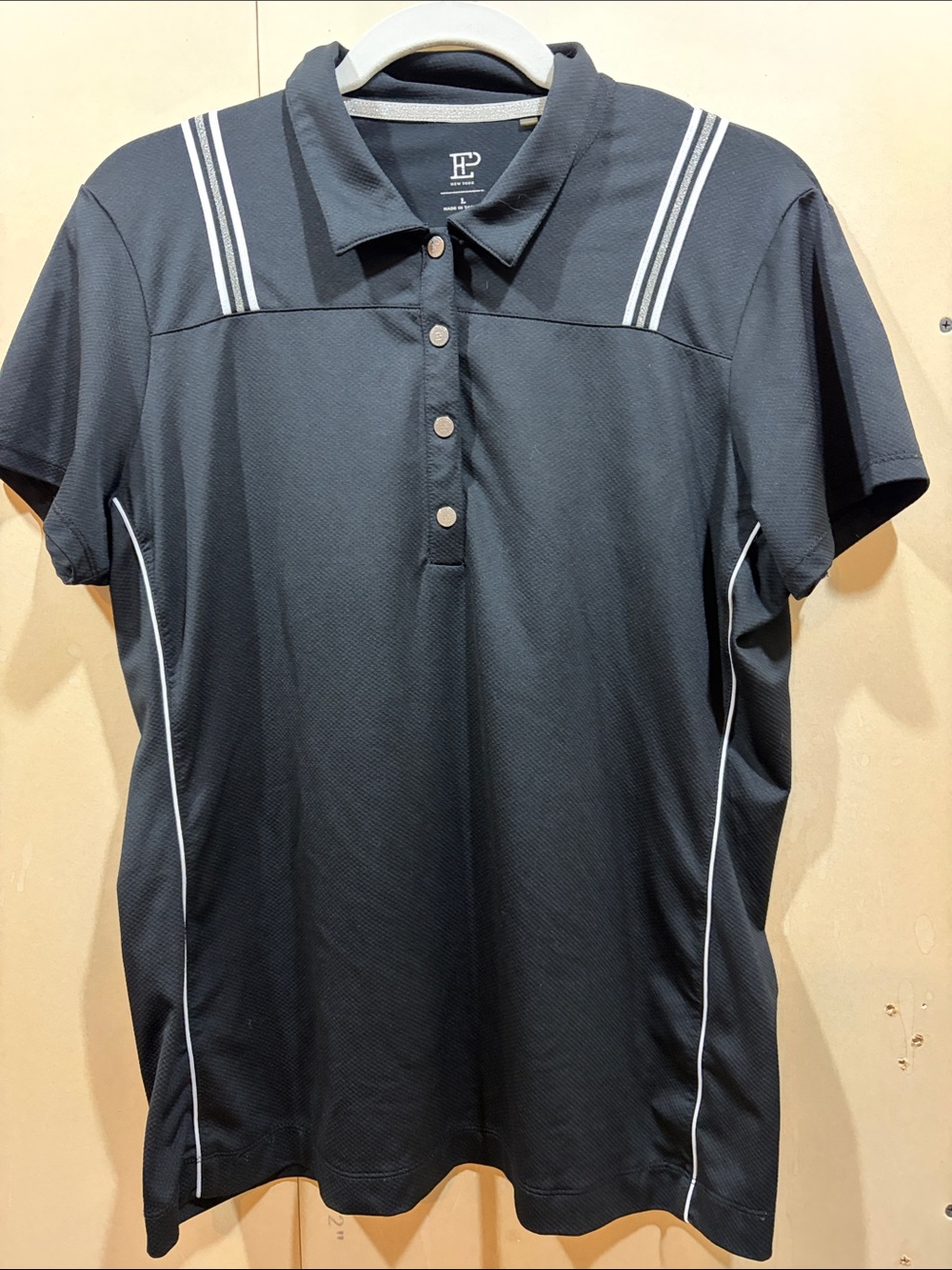 EP Pro Women's Black Short-Sleeve Polo with White Piping
